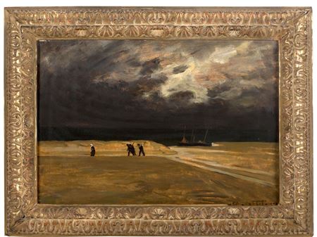 Pêcheurs fuyant l'orage, 1900 by Charles Cottet - Auction record, sale price, and art valuation. Compare with similar artists and explore comparable artworks.