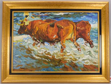 'Expressionistische Landschaft mit Ochsen' by Pavel Lazarev - Auction record, sale price, and art valuation. Compare with similar artists and explore comparable artworks.