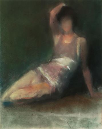 Study of a seated woman in a bathing suit