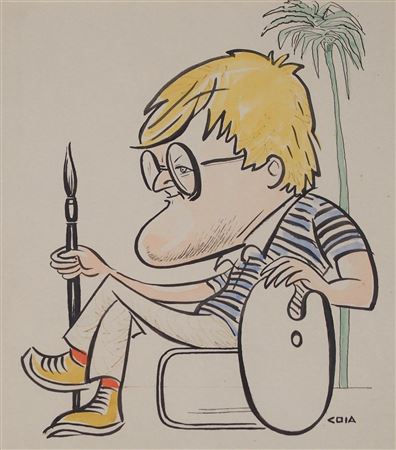 PORTRAIT OF DAVID HOCKNEY by Emilio Coia - Auction record, sale price, and art valuation. Compare with similar artists and explore comparable artworks.