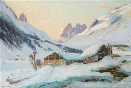 Snoy landscpe at Vallonne in the Alps