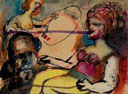 Sample artwork by Agustin Perez Vellas (1925 - 1982), known for painting, drawing and engraving, abstract figurative - View similar artists and auction records