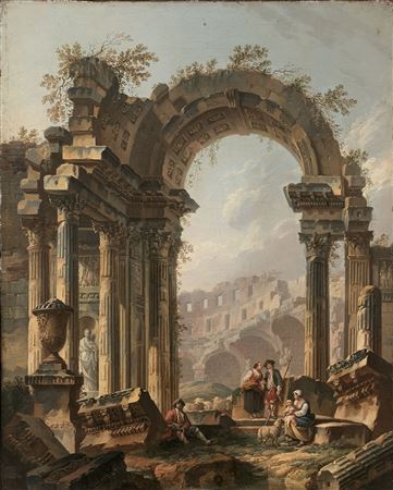 Shepherds in Roman ruins