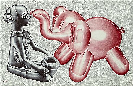 Sample artwork by Raymond Tsham (Born 1963), known for pencil drawings, watercolor paintings of contemporary african art - View similar artists and auction records