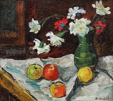 Still Life with Apples and Jug with Daffodils by Aurelia Aricescu - Auction record, sale price, and art valuation. Compare with similar artists and explore comparable artworks.