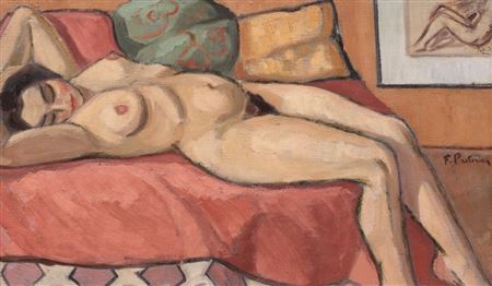 Nude On Sofa by Florenta Pretorian - Auction record, sale price, and art valuation. Compare with similar artists and explore comparable artworks.
