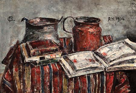 Still life with bowls and art albums [1936]