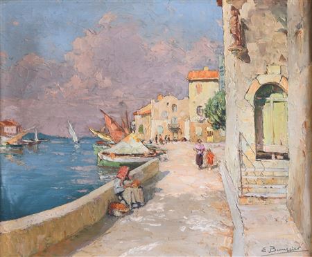 Animated Mediterranean port, the citrus fruit merchant.