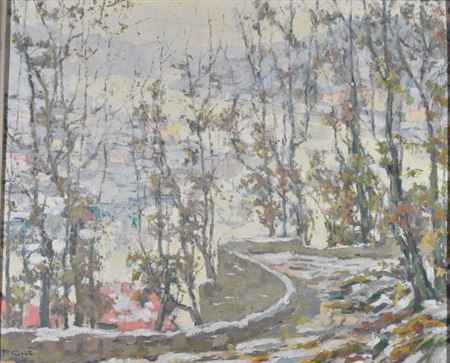 Snowy road, the slopes of Caluire, the Saône