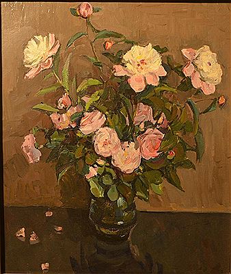 Peonies and roses ;
