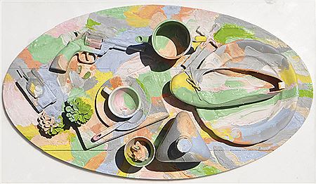 Side table of an old (& dreamy) lady, 1984 by Milan Knizak - Auction record, sale price, and art valuation. Compare with similar artists and explore comparable artworks.