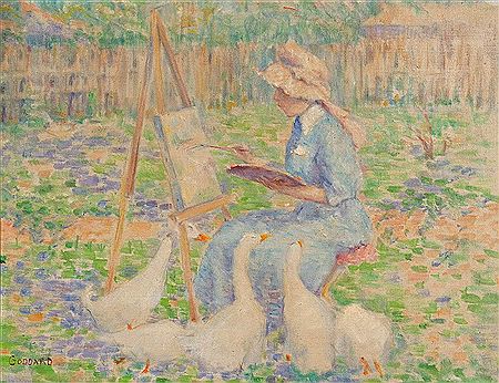 The artist painting en plein aire