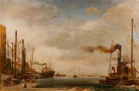Harbor scene, New York City, 1941 by Charles Wheeler Locke - Auction record, sale price, and art valuation. Compare with similar artists and explore comparable artworks.