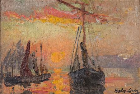 Sailboats at sunset