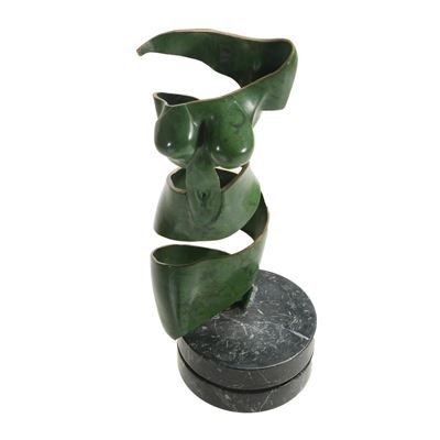 Female Nude in Green Ribbons