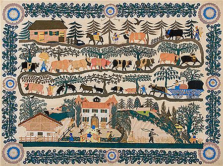 Sample artwork by Louis David Saugy (1871 - 1953), known for paper cutting (scherenschnitt) - View similar artists and auction records