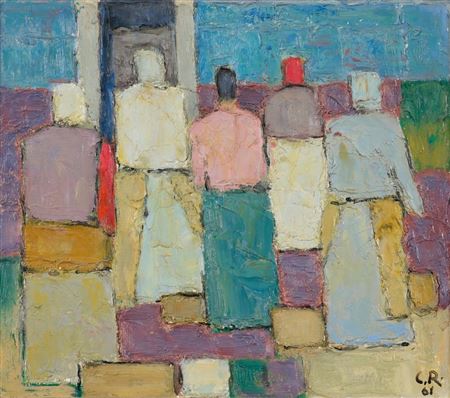 Fünf Bäuerinnen,1961 by Carl Rosch - Auction record, sale price, and art valuation. Compare with similar artists and explore comparable artworks.