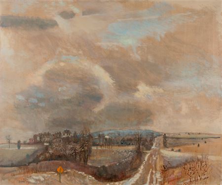 Gray Landscape with Yellow Sign, 1973