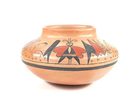 HOPI-TEWA MOTH DESIGN POTTERY JAR