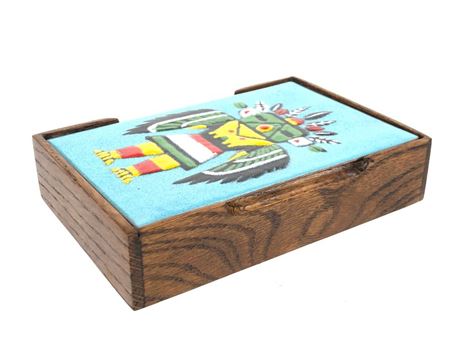 KACHINA ENAMEL COPPER WOOD BOX