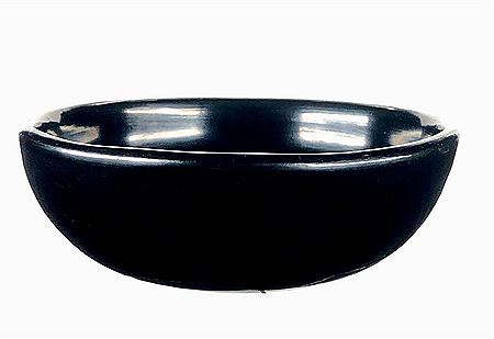 San Ildefonso Pueblo Black Plainware Open Bowl