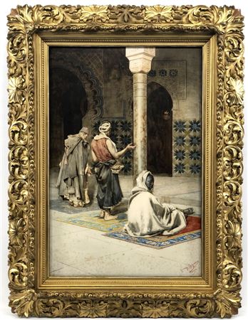 Prayer At The Mosque by Giuseppe Signorini - Auction record, sale price, and art valuation. Compare with similar artists and explore comparable artworks.