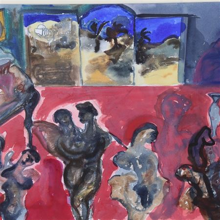 Modernist ballroom dancing scene by Lucy Ross - Auction record, sale price, and art valuation. Compare with similar artists and explore comparable artworks.