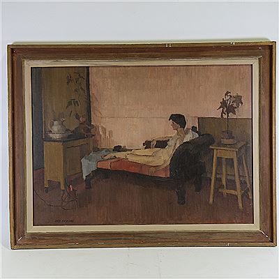 Reclining nude with an electric heater