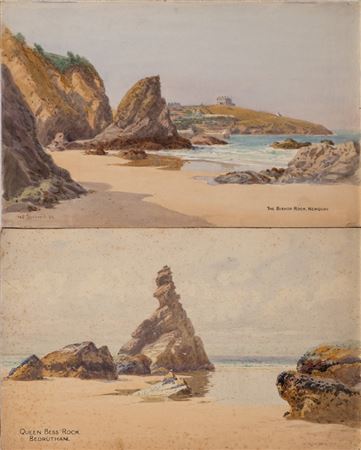 The Bishop Rock, Newquay; Near Porth,Newquay; Queen Bess Rock, Bedrurthan; Brixham Harbour; Brixham Devon, The Harbour, Boscastle,:-(6)
