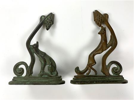 Pair of Fox and Grapes Bookends