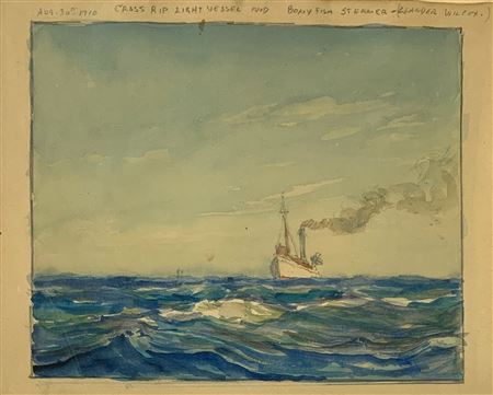 "Cross Rip Light, Vessel and Bong Fish Steamer (Leander Wilcox), 1910"