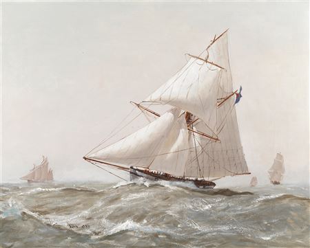 Sailing on choppy seas by David Cobb - Auction record, sale price, and art valuation. Compare with similar artists and explore comparable artworks.