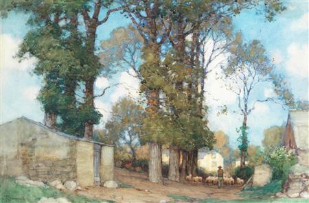 Sample artwork by Albert Moulton Foweraker (1873 - 1942), known for watercolor marine, coastal views, village scenes and landscape painting - View similar artists and auction records