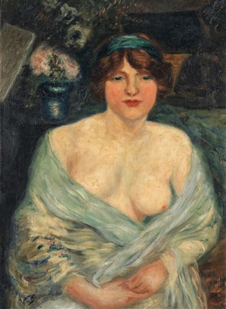 Portrait of a lady in a blue wrap by Val - Auction record, sale price, and art valuation. Compare with similar artists and explore comparable artworks.