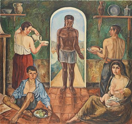 Sample artwork by Simon François Stanislas Mondzain (1890 - 1979), known for ecole de paris trend, simplified line, synthesis of form, contemplating nature - View similar artists and auction records