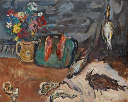 Still life au gibier et au poisson