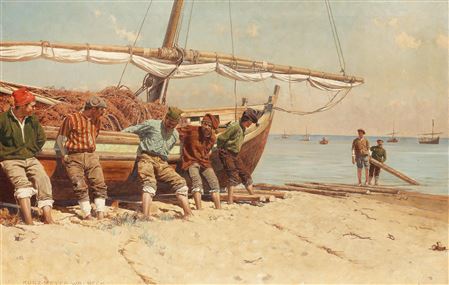 Pulling the boat ashore
