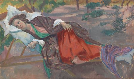 Vanessa Bell in a deckchair