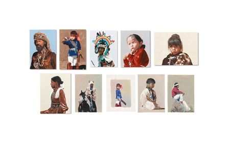 Sample artwork by Larry Riley (Born 1947), known for super real western-indian figure - View similar artists and auction records