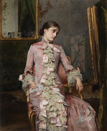 Lady in pink by Rogelio Egusquiza - Auction record, sale price, and art valuation. Compare with similar artists and explore comparable artworks.