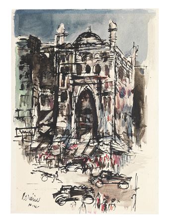 Two works: Untitled (Horse and Carriage); Untitled (Cityscape)