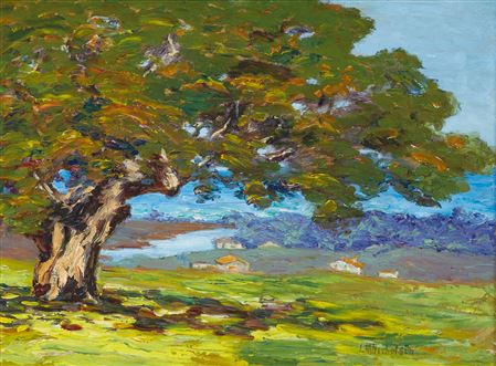 Monterey Bay from Under the Oak by Lillie May Nicholson - Auction record, sale price, and art valuation. Compare with similar artists and explore comparable artworks.