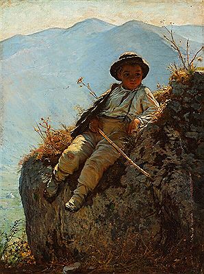 “Faarehyrden hviler sig”. The shepherd having a rest