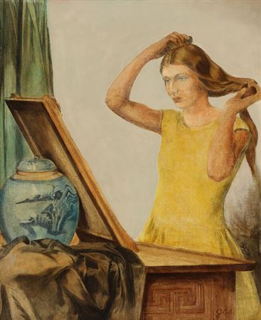 Girl in front of mirror. by Jorn Glob - Auction record, sale price, and art valuation. Compare with similar artists and explore comparable artworks.
