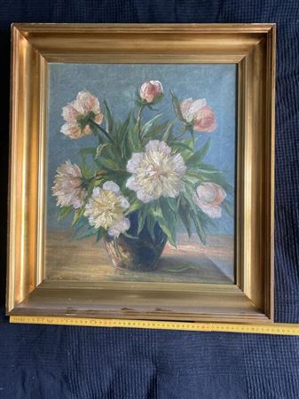 Still life with peonies in vase. by Lars Kliim - Auction record, sale price, and art valuation. Compare with similar artists and explore comparable artworks.