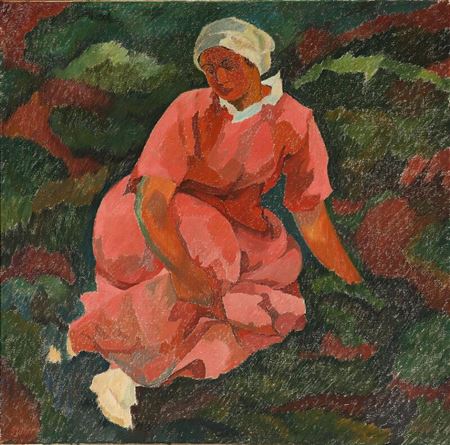A woman sitting on a lawn. by William Stuhr - Auction record, sale price, and art valuation. Compare with similar artists and explore comparable artworks.