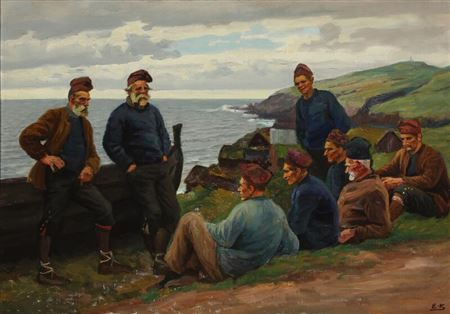 Faroese fishermen on Myggenæs