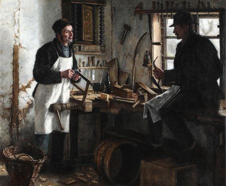 Two men in a workshop.