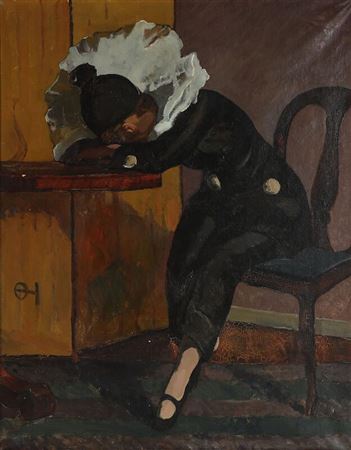 Artist at table.