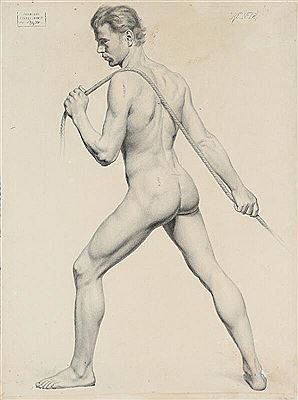 An academy drawing of a male nude